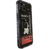 Voor iPhone 14 Pro Astronaut patroon siliconen telefoonhoes met rechte rand (Mars Astronaut-zwart)