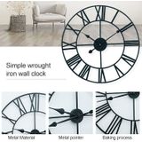50cm Retro Living Room Iron Round Roman Numeral Mute Decorative Wall Clock (Silver)