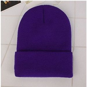 Simple Solid Color Warm Pullover Knit Cap for Men / Women(Dark purple )
