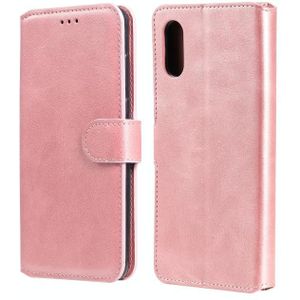 For Samsung Galaxy A02 / M02 Classic Calf Texture PU + TPU Horizontal Flip Leather Case with Holder & Card Slots & Wallet(Rose Gold)