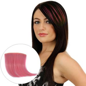 Color Gradient Invisible Seamless Hair Extension Wig Piece Straight Hair Piece Color Bangs Hair Piece (Dark Pink)
