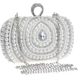 Women Fashion Banquet Party Pearl Handbag(Silver)