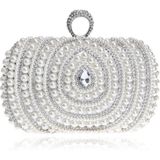 Women Fashion Banquet Party Pearl Handbag(Silver)