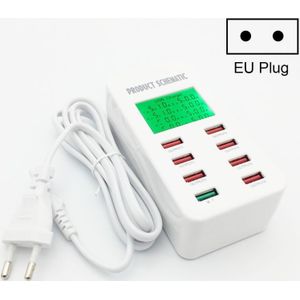 A8 40W 8 Ports USB + QC3.0 Smart Charging Station with Digital Display AC100-240V  EU Plug
