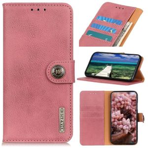 KHAZNEH Cowhide Texture Horizontal Flip Leather Case with Holder & Card Slots & Wallet For iPhone 13(Pink)