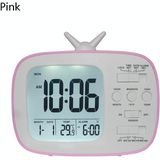 G179 Retro TV Alarm Clock Student Dormitory Bed Electronic Clock(Pink English Version)