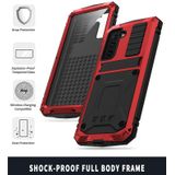 For Samsung Galaxy S21 5G R-JUST Shockproof Waterproof Dust-proof Metal + Silicone Protective Case with Holder(Red)