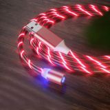 2 in 1 USB to 8 Pin + Type-C / USB-C Magnetic Absorption Colorful Streamer Mobile Phone Charging Cable  Length: 1m(Red Light)
