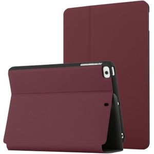 Voor iPad Mini  / 4/3/2 / 1 Dual-vouwen Horizontale Flip Tablet Leren Case met Houder & Sleep / Wake-Up-functie (Wijnrood)