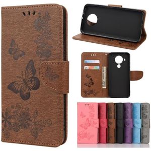For Nokia 5.4 Butterflies Embossing Horizontal Flip Leather Case with Holder & Card Slots & Wallet(Brown)