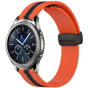 Voor Samsung Gear S3 Classic 22 mm opvouwbare magnetische sluiting siliconen horlogeband (oranje + zwart)