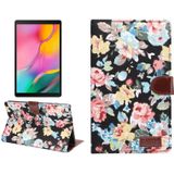 Dibase Flower Pattern Cloth Surface Horizontal Flip PC + PU Leather Case with Holder & Card Slots & Sleep / Wake-up Function For Galaxy Tab A 8.0 inch (2019) / T290 / T295(Black)