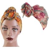 3 PCS Tie-Dye Ball Turban Hat Ethnic Style Knotted Hat Ladies Scarf Wrap Head Hat(Teal)