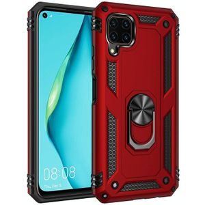 For Huawei P40 Lite Shockproof TPU + PC Protective Case with 360 Degree Rotating Holder(Red)