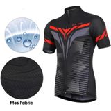 WEST BIKING YP0206164 Summer Polyester Breathable Quick-drying Round Shoulder Short Sleeve Cycling Jersey for Men (Color:Red and Black Size:L)