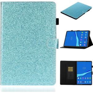 Voor Lenovo Tab M10 3e Gen Varnish Glitter Poeder Smart lederen tablet Case (Blauw)