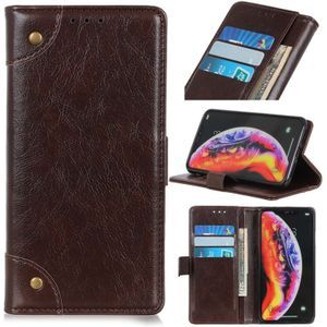 Copper Buckle Nappa Texture Horizontal Flip Leather Case for Galaxy A40  with Holder & Card Slots & Wallet (Coffee)