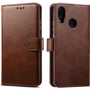 For Huawei P20 Lite GUSSIM Business Style Horizontal Flip Leather Case with Holder & Card Slots & Wallet(Brown)