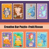 QBT01 Kinderen dubbelzijdige houten puzzel bar puzzel speelgoed (Zeemeermin + Zeepaardje)