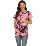 Zwangerschapsslijtage met gedrukte ronde hals T-shirt met korte mouwen (Kleur: Rood Grootte: S)