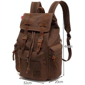 AUGUR 1039 Large Student Retro Canvas Backpack Shoulders Laptop Bag(Coffee)
