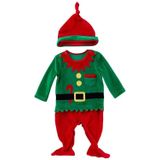 Christmas Baby Long-sleeved Cartoon Santa Claus Jumpsuit Hat Tweedelige (Kleur: Groene maat:59)