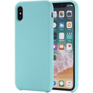 Four Corners Full Coverage Liquid Silicone Protective Case Back Cover for  iPhone XS Max  6.5 inch(Baby Blue)