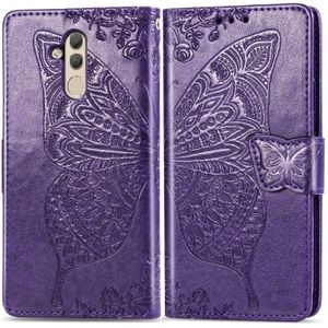 Butterfly Love Flowers Embossing Horizontal Flip Leather Case for Huawei Mate 20 Lite  with Holder & Card Slots & Wallet (Dark Purple)
