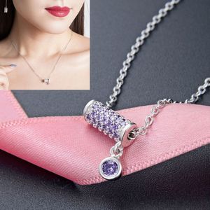 Women Fashion S925 Sterling Silver Small Waist Pendant Necklace (Purple)