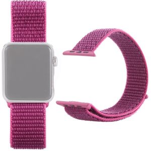 Simple Fashion Nylon Watch Strap for Apple Watch Series 5 & 4 44mm / 3 & 2 & 1 42mm  with Magic Stick(Red Purple)