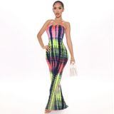 Dames One Word Tube Top Printed Dress (kleur: Multicolour Maat: M)