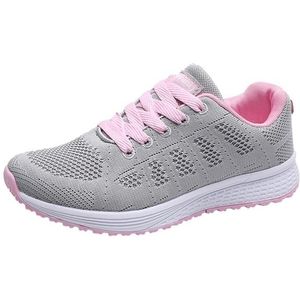 Mesh ademend platte sneakers Running schoenen casual schoenen voor vrouwen  grootte: 37 (grijs roze)