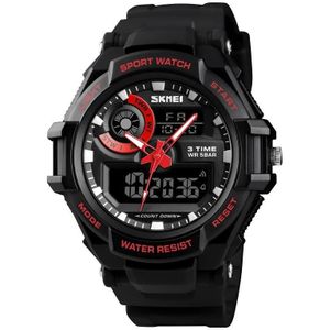 SKMEI 1357 Mens Multifunctional Sports Digital Watch Student Waterproof Watch(Red)