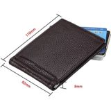 Cowhide Leather Litchi Texture Card Holder Wallet RFID Blocking Coin Purse Card Bag Protect Case with 6 Card Slots  Size: 110*82*8mm(Coffee)