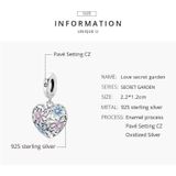 S925 Sterling Silver Heart Secret Garden Pendant DIY Bracelet Necklace Accessories