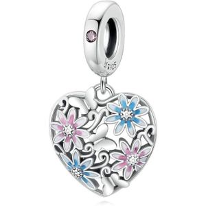 S925 Sterling Silver Heart Secret Garden Pendant DIY Bracelet Necklace Accessories