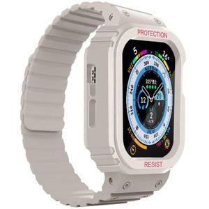 Siliconen geïntegreerde frame horlogeband voor Apple Watch Ultra 49 mm (Starlight)
