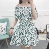 Women Strapless Short-sleeved Forest Dress (Color:3 Size:M)