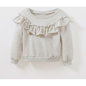 Spring and Autumn Girls Cotton Long-sleeved Ruffled Sweatshirt  Height:92cm(Grey)