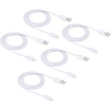 5 PCS HAWEEL 1m High Speed 8 pin to USB Sync and Charging Cable Kit  For iPhone 11 / iPhone XR / iPhone XS MAX / iPhone X & XS / iPhone 8 & 8 Plus / iPhone 7 & 7 Plus / iPhone 6 & 6s & 6 Plus & 6s Plus / iPad(White)
