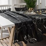Marble Pattern Minimalist Tablecloth Cover Table Cloth Cotton Linen Dust-proof Cabinet Cloth  Size:140x220cm(Black)