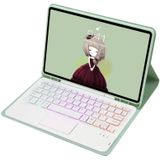 T07B-as Skin Feel Pen Slot Touch Pad Backlight Bluetooth Keyboard Lederen Tablet Case voor iPad 9.7 2018 & 2017 / Pro 9.7 / Air 2 (Mint Green)