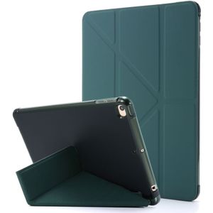 For iPad Mini (2019) Airbag Deformation Horizontal Flip Leather Case with Holder & Pen Holder(Dark Green)