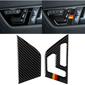 2 PCS German Flag Car Carbon Fiber Right Drive Seat Adjustment Panel Decorative Sticker for Mercedes-Benz W204 2007-2013