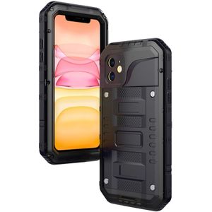 For iPhone 11 Dustproof Shockproof Waterproof Silicone + Metal Protective Case(Black)