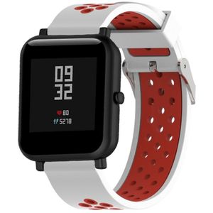 Double Colour Silicone Sport Wrist Strap for Xiaomi Huami Amazfit Bip Lite Version 20mm(White Red)
