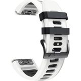 Voor Garmin Fenix 5 22mm Silicone Sports Two-Color Watch Band (White+Black)