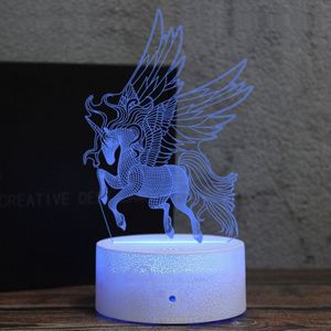 Low Head Unicorn Shape Creative Black Base 3D Colorful Decorative Night Light Desk Lamp  Remote Control Version