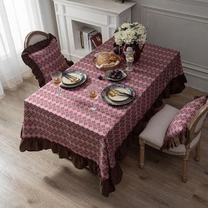 Hotel Home Dining Table Retro Cotton Tablecloth  Size: 140x140cm(Lotus Leaf)