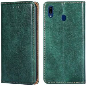 For Samsung Galaxy A20e PU + TPU Gloss Oil Solid Color Magnetic Horizontal Flip Leather Case with Holder & Card Slot & Wallet(Green)